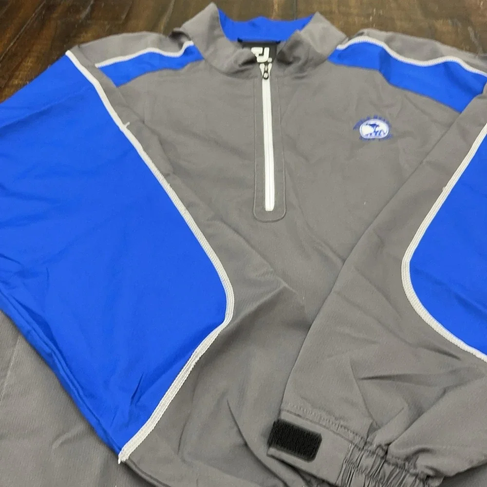 FootJoy Jacket Mens 2XL Blue Colorblock 1/4 Zip Golf Pebble Beach Windbreaker